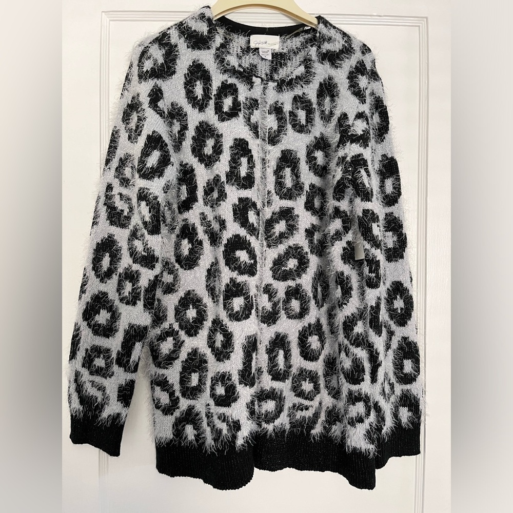 NWT Gray Black Animal Print Open Cardigan